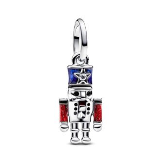 Silver Blue Hat Red Arms Nutcracker Charm