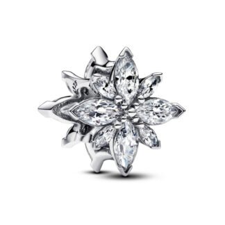 Silver Futuristic Crystallized Flower Charm