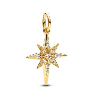 Golden Fancy Star White Gems Charm