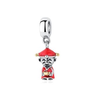 Silver Red Chinese Man Gold Sycee Charm