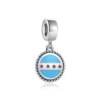 Silver Chicago Flag Medal Charm