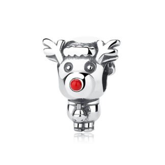 Silver Red Nose Reindeer Charm