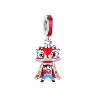 Silver Red Dragon Dance Charm