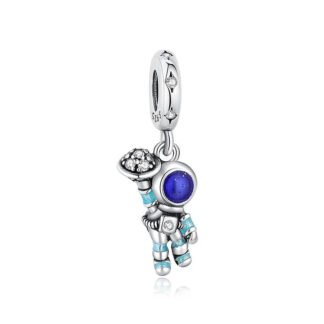 Silver Teal Astronaut Charm