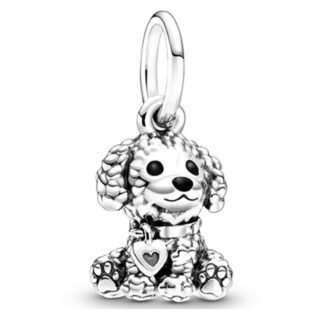 Silver Textured Fur Dog Puppy Charm