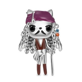 Silver Captain Jack Sparrow Kitty Mustache Cat Charm