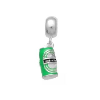 Silver Green Heineken Can Drink Charm