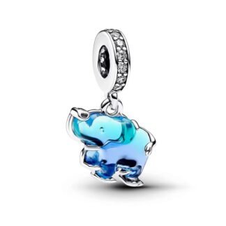 Silver Blue Hues Elephant Charm
