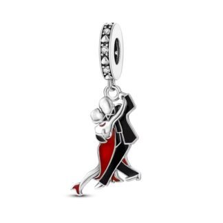 Silver Black Red Intimate Dancing Couple Duo Charm