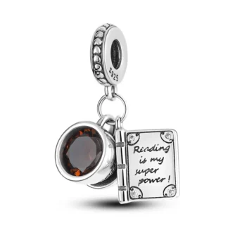 Silver Cup And Book Cozy Reading Motivational Charm