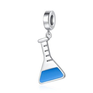 Silver Blue Chemical Flask Charm