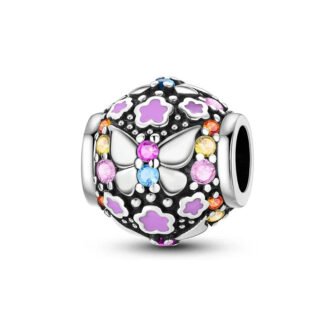 Silver Vivid Flora Y2K Butterfly Charm