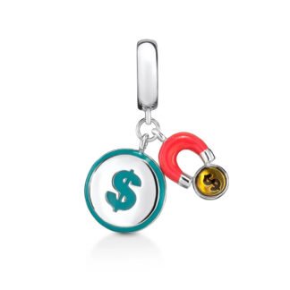 Silver Money Magnet Coin Dollar Sign Charm