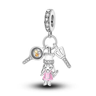 Silver Pink Apron Girl Chef Culinary Charm