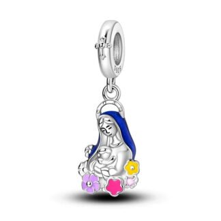Silver Cozy Blue Veil Motherhood Hugging Charm
