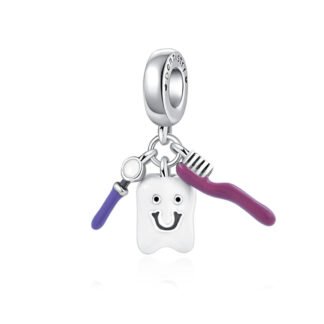 Silver Dental Care Happy Tooth Hygiene Charm