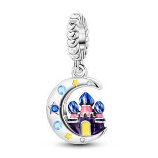 Silver Domed Castle Crescent Moon Charm