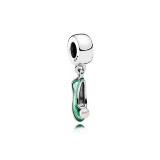 Silver Green Slipper Shoe Charm