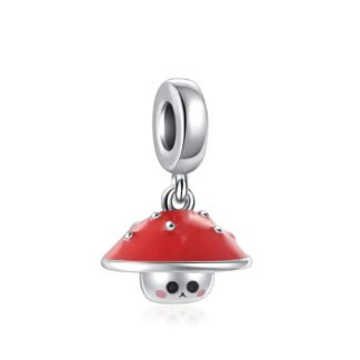 Silver Red Mushroom Head Charm