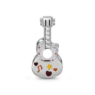 Silver Decorated Guitar Charm