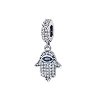 Silver Sparkly Hamsa Hand Charm