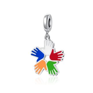 Silver 5 Colors Hands Diversity Unity Charm