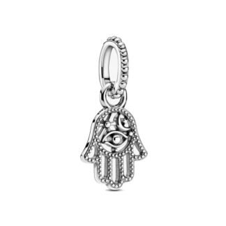 Silver Sparkly Hamsa Hand Inner Cosmos Charm