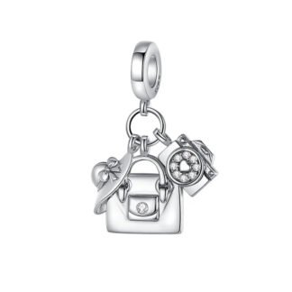 Silver Fancy Purse Hat Camera Tourist Kit Charm