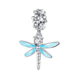 Silver Dragonfly Icy Blue Wings Charm