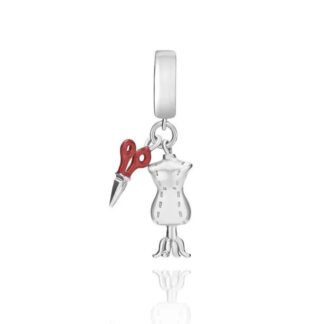 Silver Sewing Mannequin Red Scissors Charm