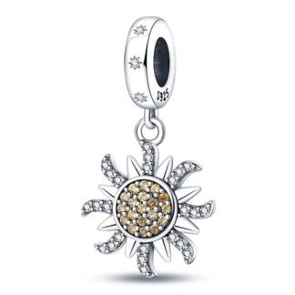 Silver Spiky Sun Yellow Gems Charm