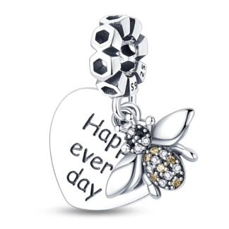 Silver Happy Every Day Bee Charm