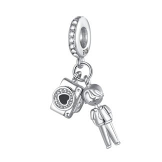 Silver Camera Boy Charm