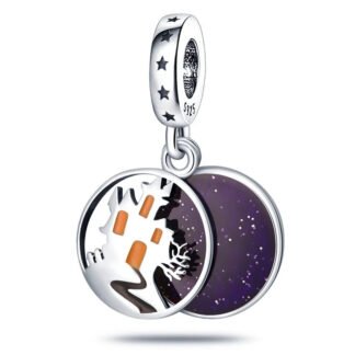 Silver Abstract Halloween Castle Dark Sparkly Night Charm