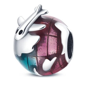 Silver Airplane Over Blue Red Earth Charm