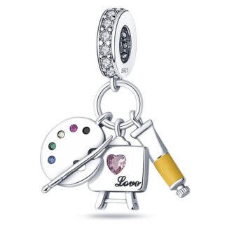 Silver Palette Easel Paint Tube Artist Charm