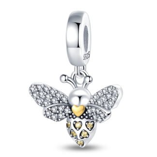 Silver Fat Bumblebee Yellow Gems Charm