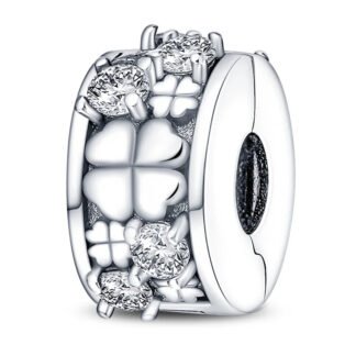 Silver Geometric Lucky Clovers Futuristic Charm