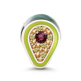 Silver Sparkly Flesh Green Avocado Charm