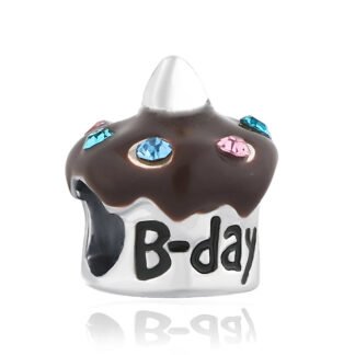 Silver Chocolate Birthday Muffin Cake Charm