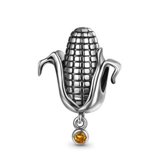 Silver Corn Cob One Yellow Gem Charm