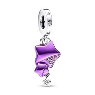 Silver Purple Origami Stars Charm