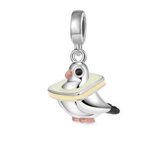 Silver Pigeon Stuck in a Cracker Charm