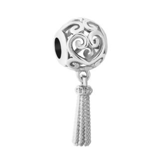 Silver Ornate Tassel Bead Charm