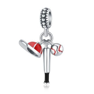 Silver Red Baseball Kit Sport Charm