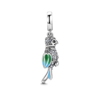 Silver Blue Green Wingtip Parrot Charm