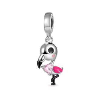 Silver Big head Pink Flamingo Quirk Charm