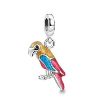 Silver Glittery Tri-color Parrot Charm