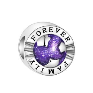 Silver Purple Space Forever Family Charm