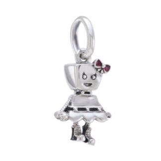 Silver Gendered Robot Girl Character Charm